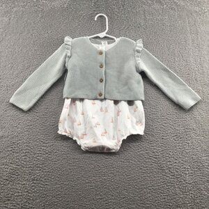 Nordstrom Babies' Bubble Bodysuit & Sweater Set White Sailboats / Teal 12 Months